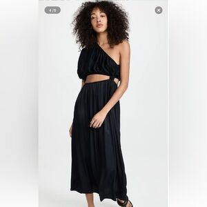 Farm Rio One Shoulder Open Waist Dress Black size Large Sold Out